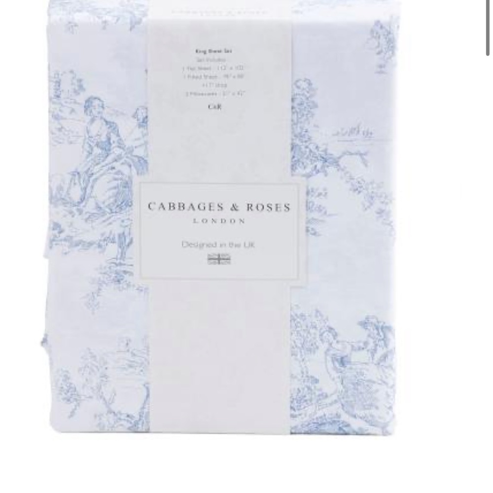 Cabbages & Roses London England Toile Ladies 100% Cotton Percale Queen Sheet